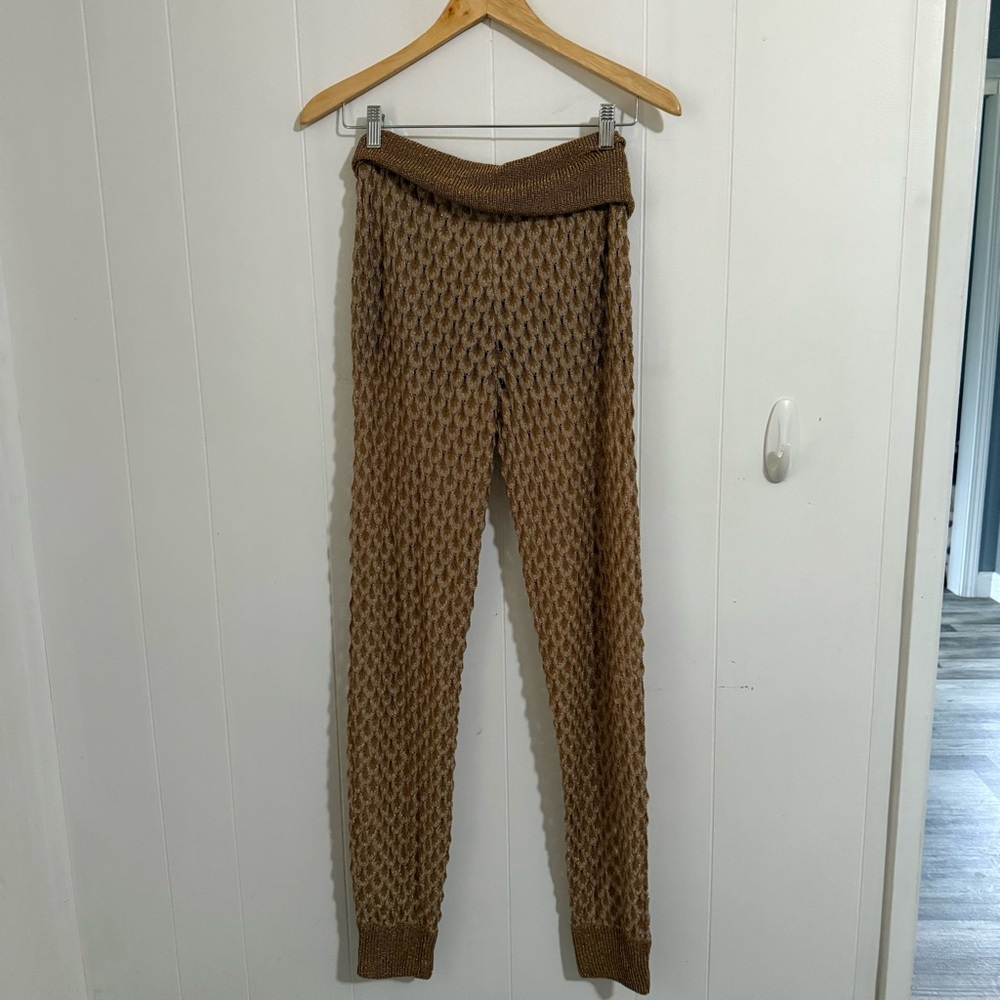 Missoni Tan Textured Metallic Knit Pants